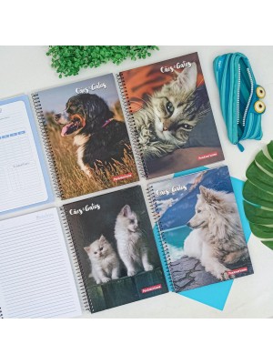 CADERNO UNIVERSITARIO 80FLS CAES E GATOS 1X1 1MAT UN.