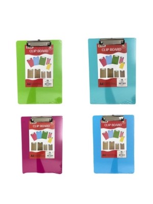 PRANCHETA A4 DE PLASTICO SORTIDO 23X32CM UN.