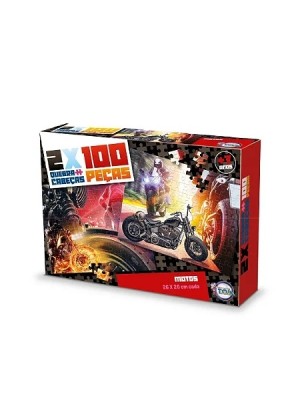 Jogo Quebra Cabeça Infantil Motos 2 Em 1 Puzzle 200 Peças