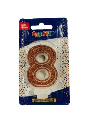 VELA SUPER NUMERO SIMPLES ROSE N 8 - (4231) UN. CURIFEST