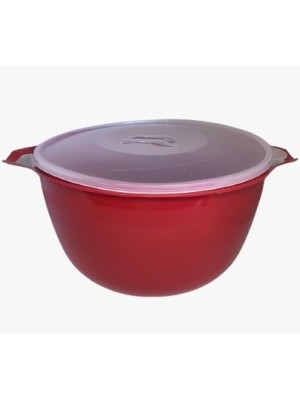 BACIA VERMELHA COM TAMPA TRANSPARENTE 5,5L UN. UAUPLAS
