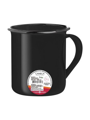 CANECA ESMALTADA PRETA 350ML UN. ZEIN