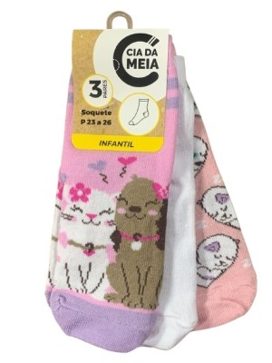MEIA SOQUETE INFANTIL 3PARES 23-26 UN. CIA DA MEIA