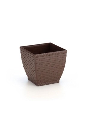Vaso Cachepô Rattan Pequeno Quadrado Coffee – Decoração Sofisticada para Casa e Jardim