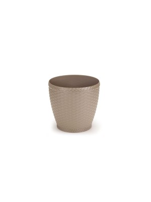 Vaso Rattan Redondo 300ml Palha – Decoração Sofisticada para Casa e Jardim