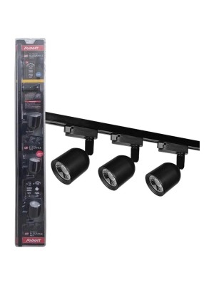 KIT TRILHO 3 SPOTS LED ELEGANCE 6500K 7W PRETO 251181374 UN. AVANT