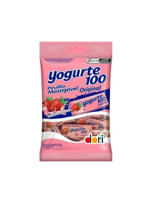 Pirulito Yorgute 100 Morango 105g Embalados Individualmente Doces Saborosos para Festa, Lembrancinha e Revenda