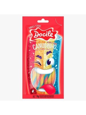 BALA REGALIZ CANUDINHO COLORIDO MORANGO CITRICO 70G UN. DOCILE