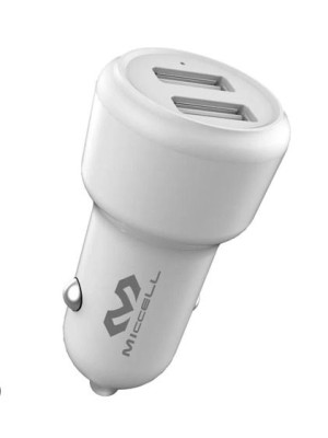 CARREGADOR VEICULAR 2 USB - BRANCO 2.4A UN.