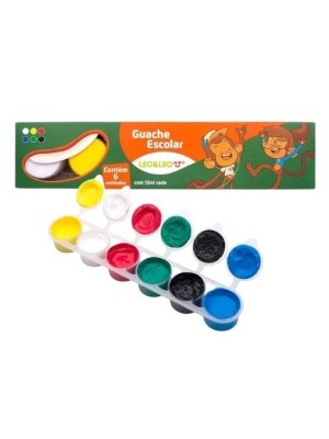 TINTA GUACHE CX C/6PCS ESCOLAR C/6 CORES 15ML UN.
