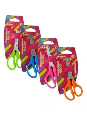 TESOURA ESCOLAR PACOTE C/12PCS NEON UN.