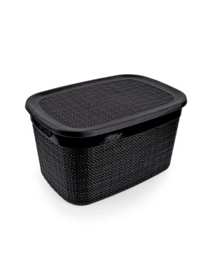CESTO ECO EUROPA JUTA MEDIO PRETO 34X24X18,7CM UN.