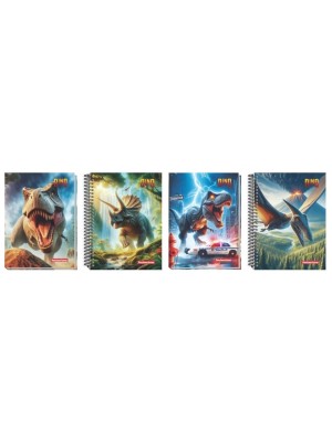 CADERNO COSTURADO 96 FLS CD ¼ DINO UN.