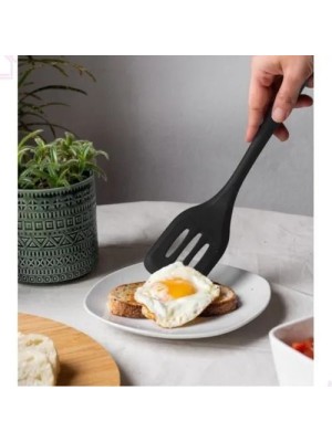 ESPATULA VAZADA DE SILICONE 29CM PRETO UN. 