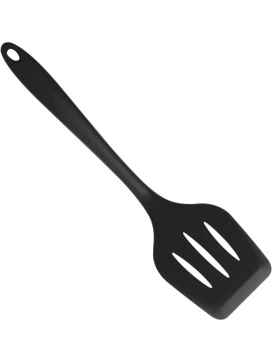 ESPATULA VAZADA DE SILICONE 29CM PRETO UN. 