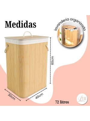 CESTO ORGANIZADOR DE ROUPAS BAMBU 40X30X60CM UN.