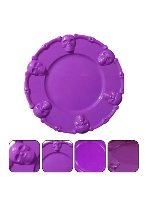 Bandeja Plástica Halloween 35x35cm Roxo – Decoração Temática para Servir Doces, Salgados e Lembrancinhas em Festas