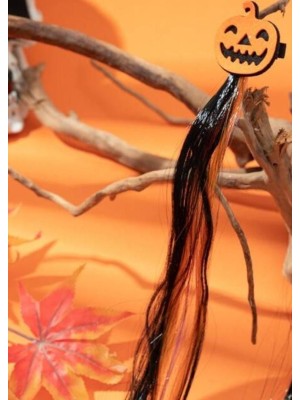 Presilha para Cabelo com Mechas Glitter Abóbora c/2 Peças – Acessório Fantasia Halloween Infantil e Adulto