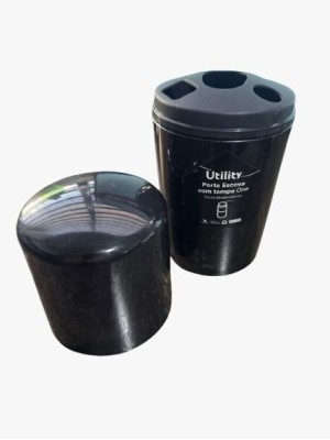 PORTA ESCOVA PRETO C/ TAMPA ONE 8,5X20CM UN.