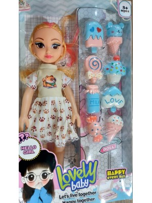 Boneca Lovely Baby, Morena, Loira Com Acessorios Incluiindo Bombom, Sorvete, Picole