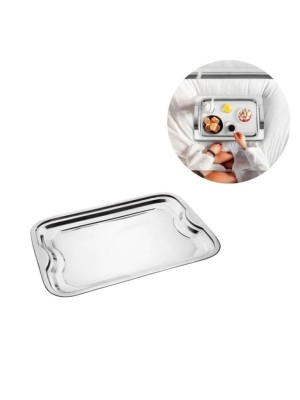 Bandeja Retangular Inox 42cm Detalhada Decoração