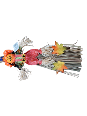 Vassoura com Espantalho 120cm – Acessório Fantasia Halloween e Decoração Temática para Casas, Festas e Eventos