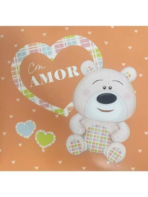 Caixa De Presente Alta Ursinho Com Amor 22x22x18cm