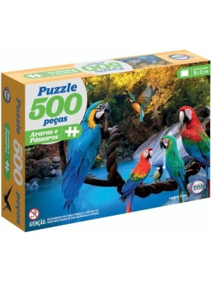 Jogo Quebra Cabeca Puzzle Araras e Passaros com 500 Peças