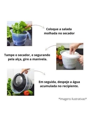 Centrífuga Seca Salada Secador Verduras Manual 2,8 Litros