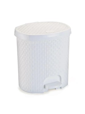 LIXEIRA 6L RATTAN BRANCO 21X34X24CM