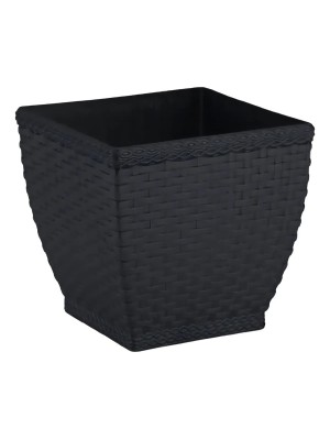 Vaso Cachepo Rattan Quadrado 300ml Preto– Decoração Sofisticada para Casa e Jardim