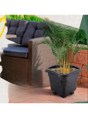 Vaso Quadrado Pequeno Preto 2L 16x16cm Injeplastec