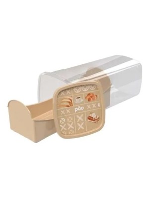 Porta Pão de Forma Plasútil Decora com Tampa Click 32,6cm Livre de BPA