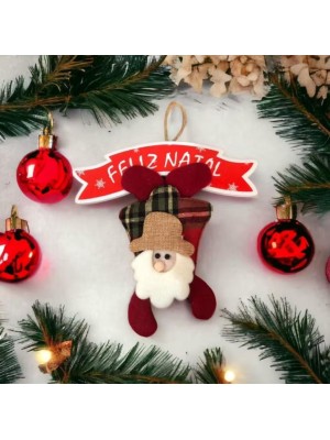 Enfeite Natalino de Porta com Boneco – Mensagem Feliz Natal em Destaque