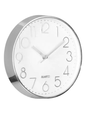 Relógio de Parede Plástico e Vidro 20x3,5cm Silencioso para Sala, Cozinha e Escritório