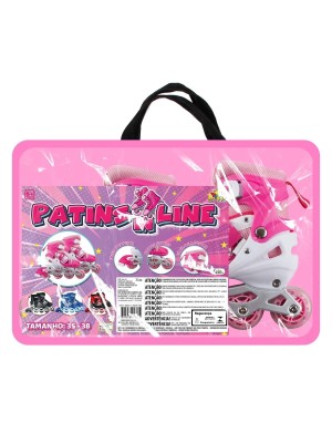 Patins In Line Feminino c/ Rodas de Luz LED Ajustável 35-38 Confortável e Seguro para Patinação