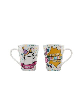 Caneca 290ml de Porcelana Flork com Frases Estilo Faixa – Presente Divertido e Criativo para Todas as Ocasiões