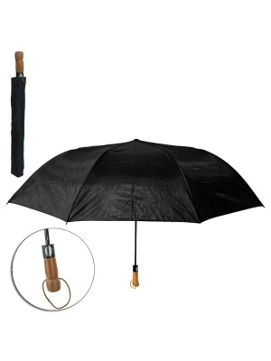 Guarda-Chuva Luxo Cabo de Madeira Automático Preto 8 Varetas 70cm Resistente e Sofisticado para Máxima Proteção em Dias de Chuva