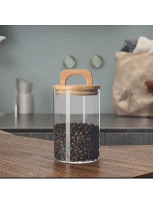 Pote Hermético 900ml de Vidro com Tampa de Bambu – Organização e Conservação