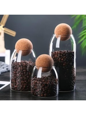 Pote de Vidro 700ml com Tampa de Cortiça – Ideal para Armazenar Grãos e Mantimentos
