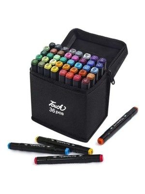 Caneta Touch 36 Cores Ponta Dupla Twin Marker Kit Completo Para Desenho Lettering Mangá Ilustração e Escrita Artística