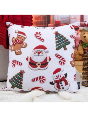 Capa de Almofada Natalina 43x43cm 100% Poliéster com Zíper Decorativa para Sofá e Sala de Estar