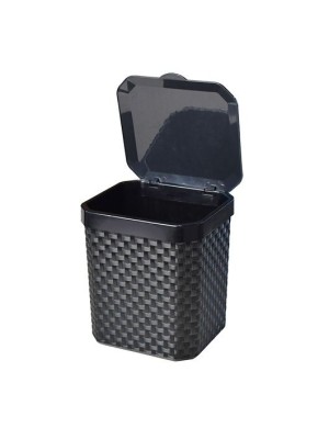 Lixeira de Pia 5 Litros Rattan Preta com Tampa Plástica – Compacta, Elegante, Resistente e Fácil de Limpar