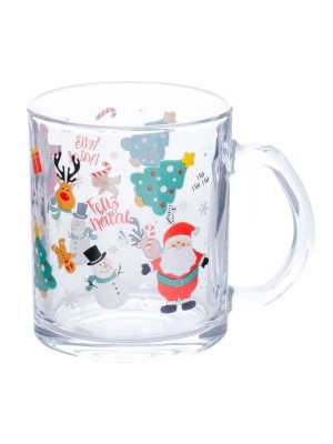 Caneca de Natal 320ml Personagem em Vidro Decorativa Festiva