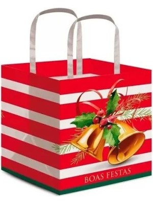 Sacola Panetone Sortida Natal 19x20x15cm com Estampas Variadas