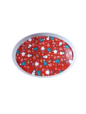 Bandeja Natal 33,5x25cm Oval Sortida Decorativa Plástica Temática Natal
