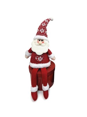 Boneco Papai Noel 38cm Ormek Seat Legs Natal Decorativo Sentado com Pernas Flexíveis