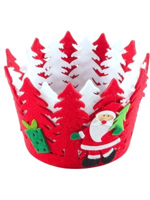 Cesto de feltro árvores duplas 16x12cm natalino decorativo para mesa, doces, presentes e arranjos de Natal