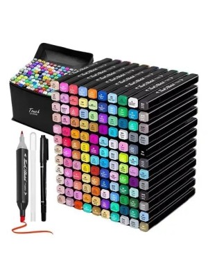Kit Canetas Touch 120 Cores Ponta Dupla Twin Marker Profissional para Desenho, Lettering e Ilustração Artística à Base de Álcool com Estojo Organizado