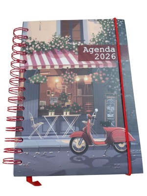 Agenda 2026 Wire-O Bistrô 15x21cm Capa Dura Laminada Datada Planejamento Diário e Mensal Completo